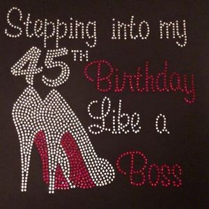 Rhinestone Birthday T-shirt - Red.
